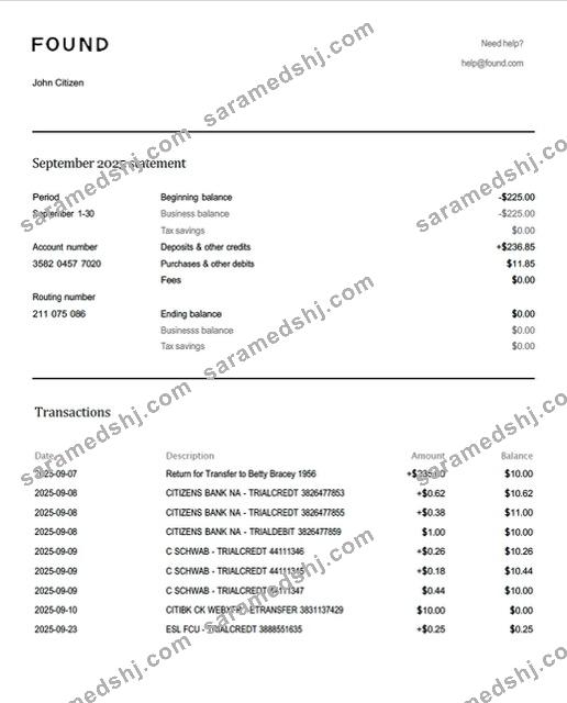 USA Found account statement Word and PDF template